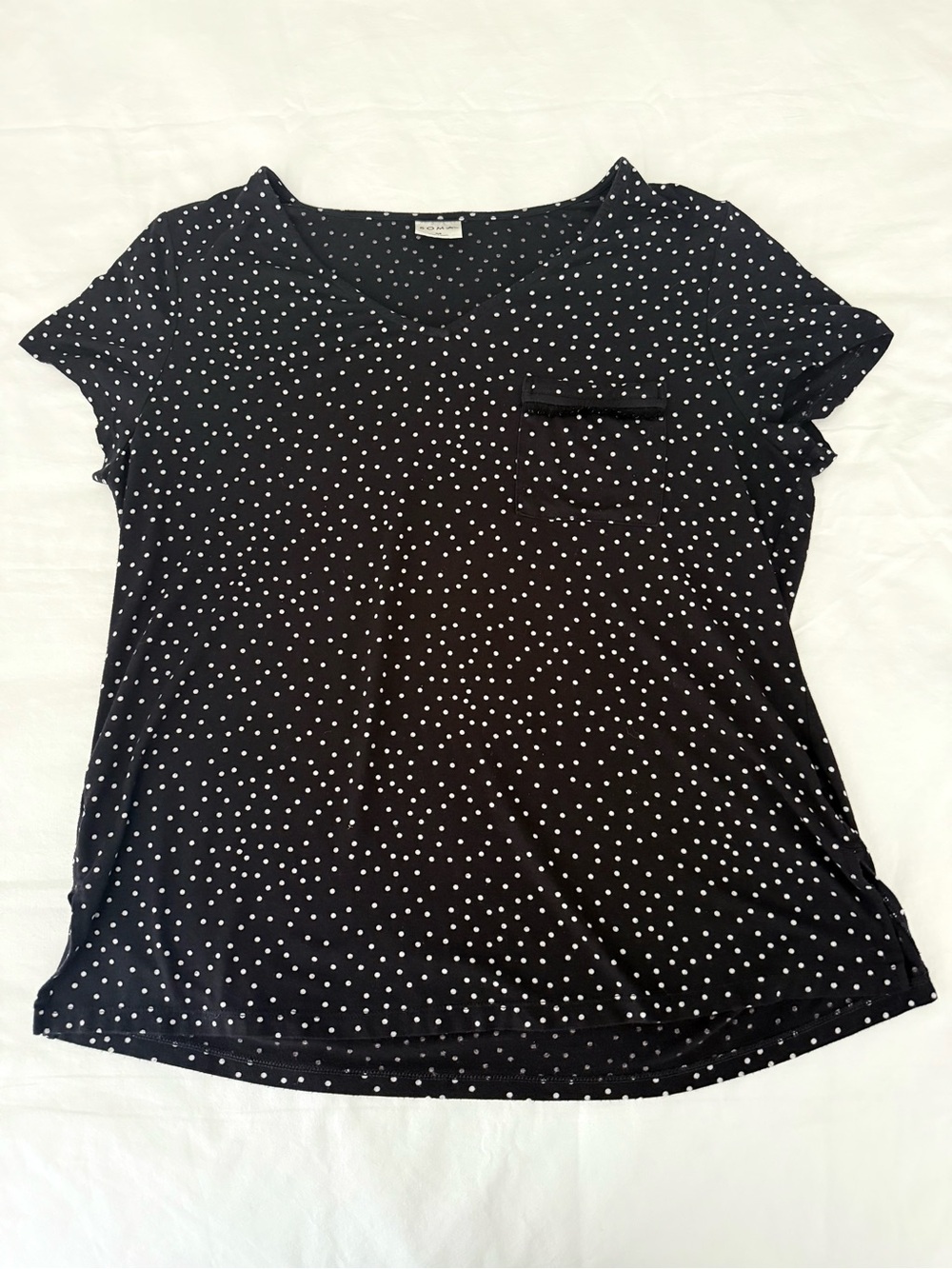 Soma Black Polka Dot V-Neck Short Sleeve Soft Pajama Top Size M - Picture 3 of 9